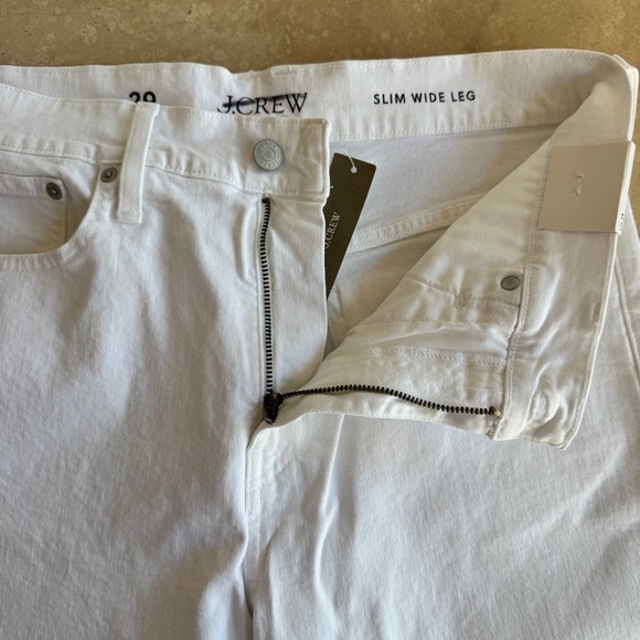 J Crew Slim Wide Leg Jean White Denim Raw Hem Womens Size 29 High Waist Slimming - Picture 8 of 16